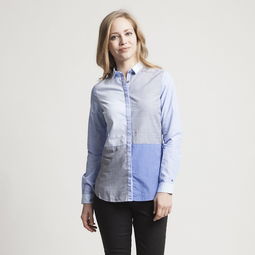 tommy hilfiger灰白藍三色拼接時尚精品長袖襯衫