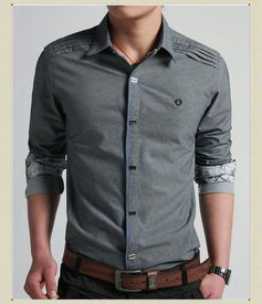 樂則行 春裝新款 長(zhǎng)袖襯衫 男士休閑 韓版修身襯衣 男hb308